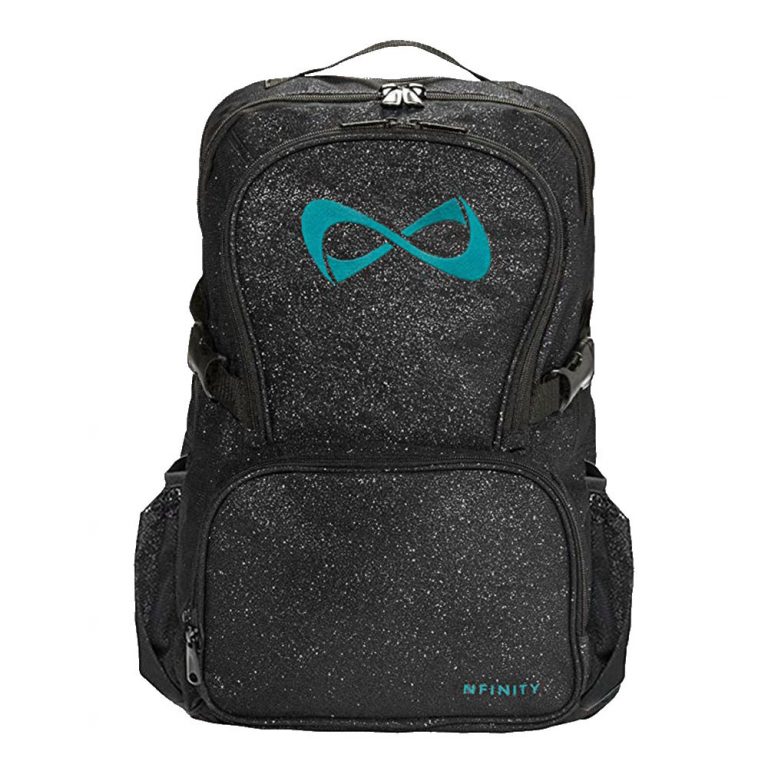 Nfinity Black Sparkle Teal Logo Backpack Cheer World UK