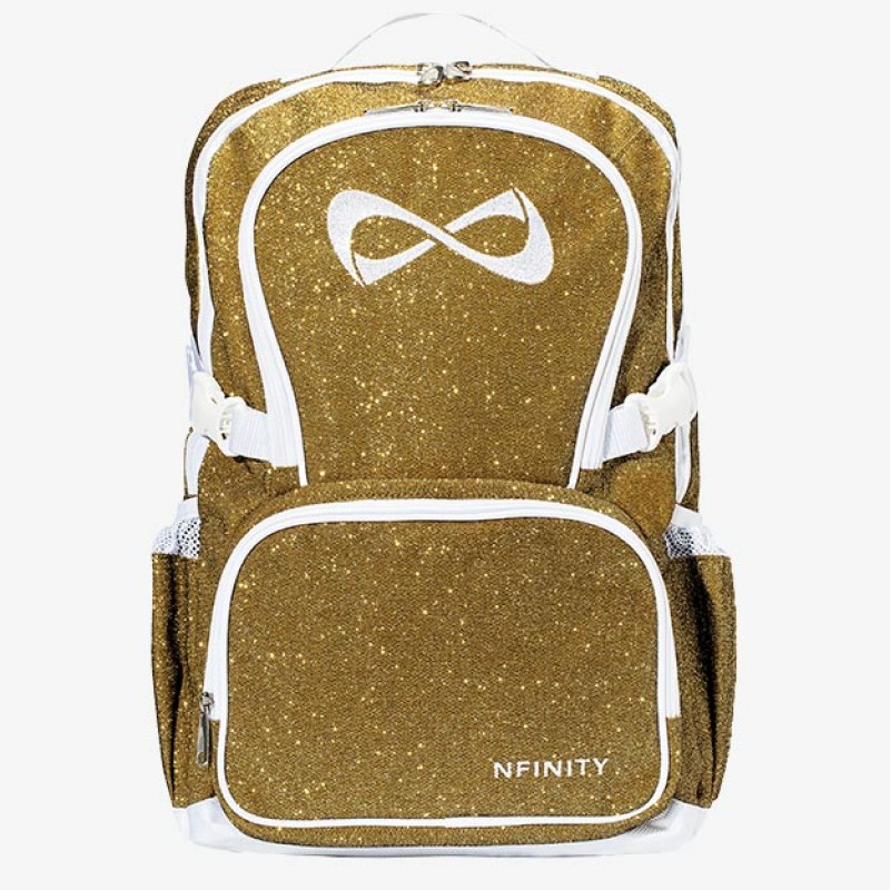 Nfinity Gold Sparkle White Logo Backpack Cheer World UK