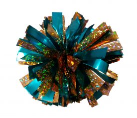 Image of Metallic Teal and Holographic Gold Mini Pom