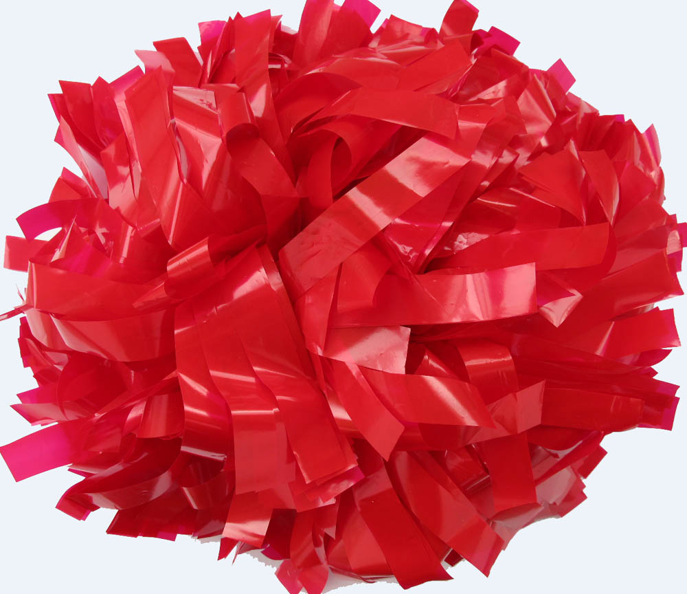 Plastic Cheerleader Pom-Poms - 4 in. Half-n-Half with Baton Handle